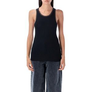 REMAIN Ribbed Tank Top with Sheer Trim Women ANTRACITE T-Shirts & Tops